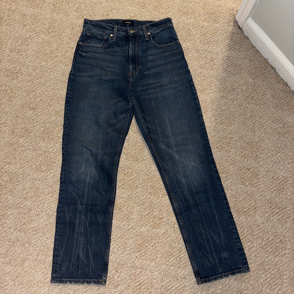 🔥HOT🔥 Express modern straight super high rise blue jeans